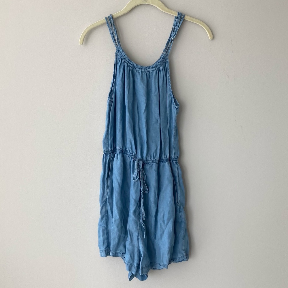 Forever 21 Spaghetti Strap Pocket Jean Romper